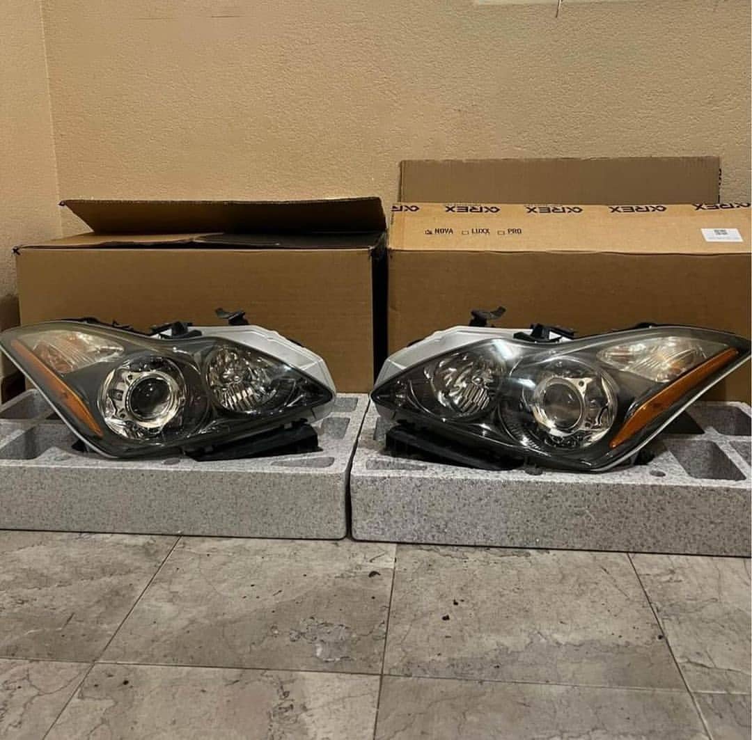 For 08-13 Infiniti G37 Coupe 14-15 Q60 Headlights Polish Black Replacement Pair 1 For 08-13 Infiniti G37 Coupe 14-15 Q60 Headlights Polish Black Replacement Pair